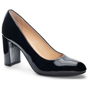 CL By Laundry Black Patent Leather Block Heel‎ Pumps Dress Shoes Size 6M